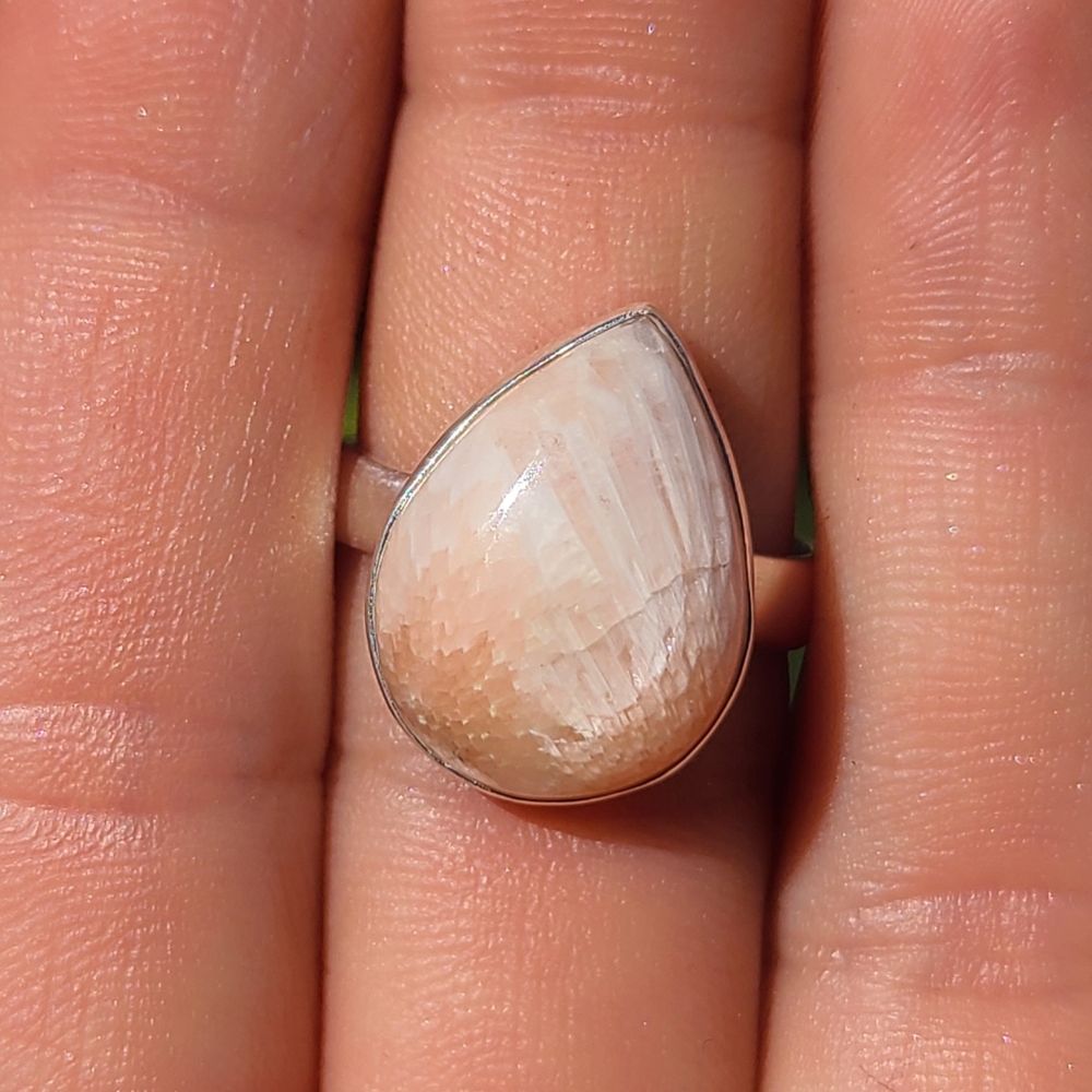 Orange Scolecite 925 Ring